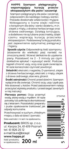 HAPPS Szampon wspomagajacy kuracje przeciw ektopasozytom 200ml ET34743 - 2426 - siatka 05.01.26.jpg