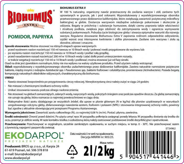 EKODARPOL Biohumus Extra Pomidor, papryka 2 l ET34962 - 2214 A - siatka - 24.11.25.jpg