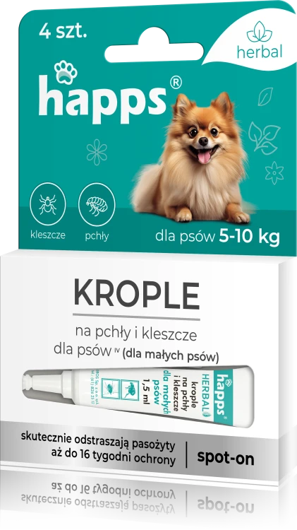 HAPPS HERBAL spot-on krople na pchly i kleszcze male psy (do 10kg) (KJ) - 1612 E - 5904517206366 - 25.09.25.png