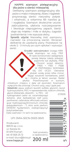 HAPPS Szampon pielegnacyjny dla psow o siersci mieszanej 200ml - ET31109 - 1514 B - siatka 10.01.24.jpg